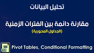 تحليل البيانات  مقارنة دائمة بين الفترات الزمنية بإستخدام الجداول المحورية والتنسيقات الشرطية [upl. by Atworth430]