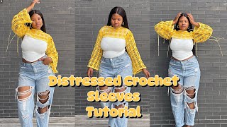 Easy crochet distressed sleevesshrug tutorial Mihankushea [upl. by Annavahs103]