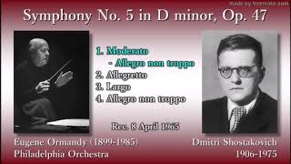 Shostakovich quotSymphony No 5quot Eugene Ormandy [upl. by Emery]