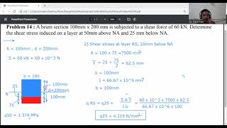 Problem 14Shear stress induced above and below neutral axis [upl. by Johnny106]