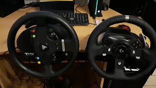 Thrustmaster TMX vs Logitech G920 sound  loudness of the wheel turning [upl. by Bish]