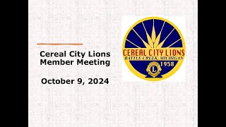 Cereal City Lion Membership Meeting 10924 [upl. by Treva656]