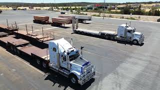 Kenworth full nose truck and Western Star in Muchea assembly areadrone view Western Australia [upl. by Ralina]