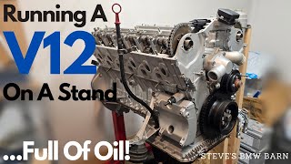 Running A BMW V12 On An Engine Stand  Oil Pressure Demonstration [upl. by Louanne]