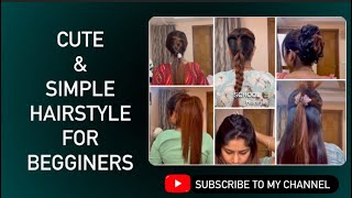 Cute amp simple hairstyle for Begginers 🫶✨hair hairstyle viral trending subscribe [upl. by Nasya]