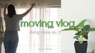 MOVING IN VLOG pt 2 🌱mini groceries kitchen organizing amp curtain installation living alone in ph [upl. by Arlan144]