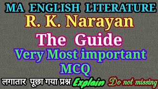 Important MCQ MA English  RK Narayan The Guide  IMP MCQ  explain [upl. by Levin930]