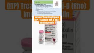 Immune Thrombocytopenia ITP Treatment AntiD Rho Immunoglobulin immunethrombocytopenia itp [upl. by Aicemak]