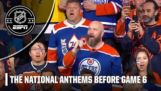 The atmosphere in Edmonton for the anthems before Game 6 was electric  ESPN HL [upl. by Omoj]