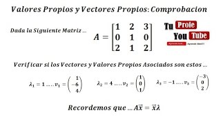 Valores y Vectores Propios de una Matriz Como Probar los Eigenvectores y Eigenvalores [upl. by Hesler]