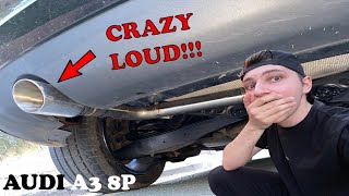 AUDI A3 8P GETS A MUFFLER DELETE VERY LOUD 😱 [upl. by Pfosi340]