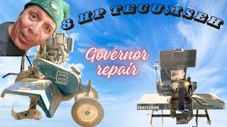 Tecumseh HM80 8 hp governor linkage repairs Craftsman tiller attachment rototiller [upl. by Margie]