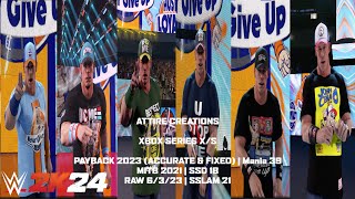 WWE 2K24  Cena Payback 23Mania 39MITB 21SSD18RAW 6323SSlam 21 Now On Community Creations [upl. by Kezer]