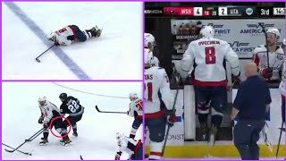 Alex Ovechkin Gets Injury And Goes To Locker Room After Collision With Jack McBain 19 Nov 2024 [upl. by Eirehs]