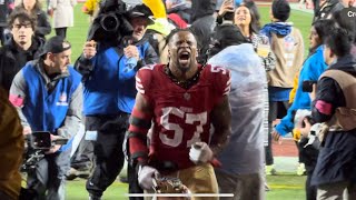 DRE GREENLAW 49ERS LEAVE FIELD AFTER BEATING PACKERS HYPED AFTER PUNCHING TICKET TO NFC TITLE GAME [upl. by Nrubloc]