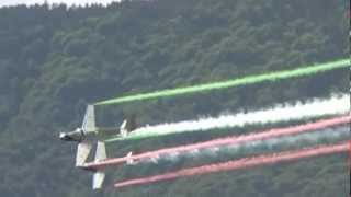 Blue Voltige on Motor Glider Fournier RF4D RF5D at Mezzocorona Airshow [upl. by Kaliski]