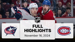 NHL Highlights  Blue Jackets vs Canadiens  November 16 2024 [upl. by Naek]