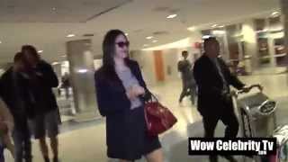 Emmy Rossum gets mobbed by 50 paparazzi at LAX Airport [upl. by Byrne]