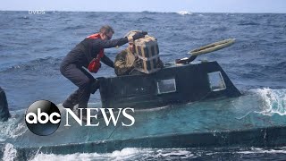 Coast Guard busts submarine carrying 12000 pounds of cocaine l ABC News [upl. by Divadleahcim]