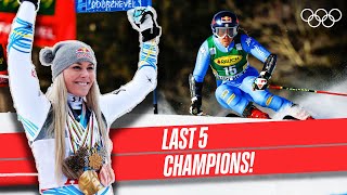 ⛷ Womens Downhill Skiing  Last 5 Champions 🥇 [upl. by Dunton]