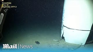 Titan submersible US Coast Guard release footage on sunken Ocean Gates tail cone [upl. by Naujit]