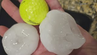 Massive hail stones seen during Kansas City storm [upl. by Ericka853]