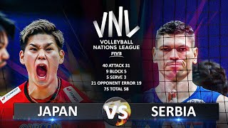 Japan vs Serbia  Mens VNL 2024 [upl. by Nnylaehs]