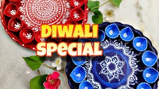 Diwali Special 🎇🪔 Earthen Diya and Plate Painting 🖌️ Happy Diwali to All [upl. by Katonah]