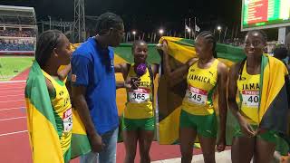 CARIFTA Games 2024 Grenada  Girls 4x100 Meter Relay Under 20 Interviews [upl. by Ekal92]