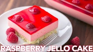 How To Make Raspberry Jello Cake Recipe  Natashas Kitchen [upl. by Daeriam637]