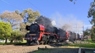 Steamrail R761 amp R707 quotSnow Train Specialquot Steam Train 2172013  PoathTV Australian Railways [upl. by Rihat]