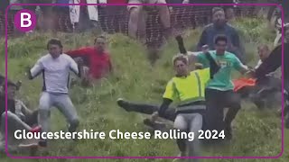 Gloucestershire Cheese Rolling 2024 sees hundreds brave Coopers Hill despite unsafe warnings [upl. by Demahom]