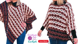 Poncho tejido a crochet  🍂 Modelo “Otoñoquot 🍁  TUTORIAL PASO A PASO [upl. by Hosbein]