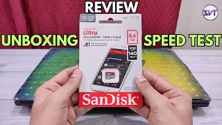 Sandisk Ultra 64GB SD Card  Unboxing Review amp Speed Test  Upto 140Mbs Speed 509rs [upl. by Ahsinroc125]