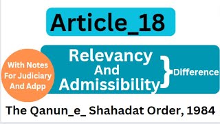 relevancy and admissibility of evidencearticle 18 qsoqanun e shahadat order 1984khadijawalayat [upl. by Nneb]