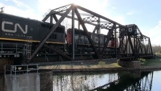 SWING BRIDGE CN 5666 in Washago 28APR2012 [upl. by Annirac514]