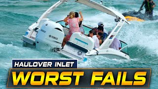 BOAT FAILS Family in Danger Guy Drowning Boat Sinking at Haulover Inlet  BOAT ZONE [upl. by Carrissa]