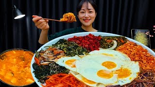 각종 나물 반찬과 계란후라이 듬뿍 올린 비빔밥 먹방 청국장까지 집밥 리얼사운드  BIBIMBAP  MUKBANG  EATING SHOW  ASMR [upl. by Anatnahs436]