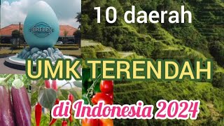 10 DAERAH DENGAN UMK TERENDAH DI INDONESIA 2024 [upl. by Eerat290]