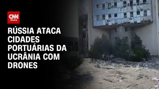 Rússia ataca cidades portuárias da Ucrânia com drones  LIVE CNN [upl. by Atiuqehs]