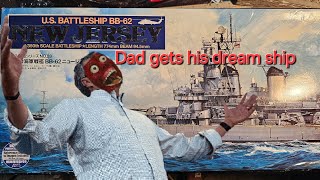 Dads Dream unboxing 1350 Tamiya USS New Jersey [upl. by Shanley]