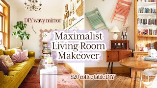 Maximalist RenterFriendly Living Room Makeover [upl. by Easter436]