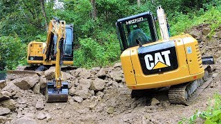 Mini Digger Excavator CAT 305 5E2 Cutting Dirt And Loaded Into Dump Truck SRM [upl. by Euqnimod327]