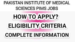 PIMS Islamabad house job 2023 Pakistan institute of medical sciences jobs 2023  Test knowledge [upl. by Naujaj939]