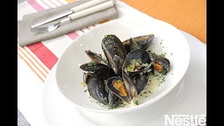 Mejillones con sidra a la crema  Recetas rápidas Nestlé [upl. by Htial]