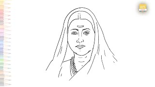 Savitribai Phule drawing easy  Outline sketches  How to draw Savitribai Phulesimply  artjanag [upl. by Halverson125]