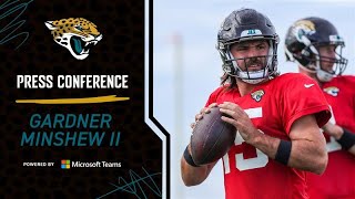 Gardner Minshew Meets with the Media During Jaguars Training Camp [upl. by Conlen]