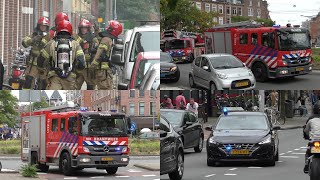 Rijdt verkeerd Brandweer Amsterdam met spoed naar een woningbrand in het centrum van Amsterdam [upl. by Rilda]