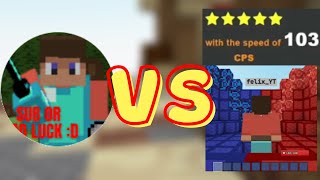 1v1ing FelixYT in bloxdio bedwars and pvp 100 cps player [upl. by Baiss177]