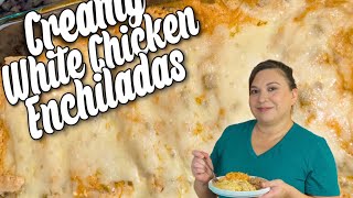 DELICIOUS Creamy White Chicken Enchiladas [upl. by Enorej]